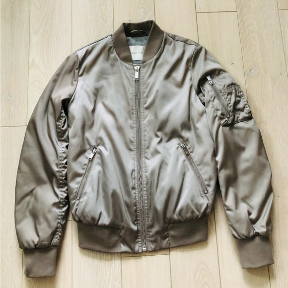 Aritzia Babaton Gilman Bomber Oversized Jacket Fabric Made in Italy Modern Taupe - Picture 2 of 16